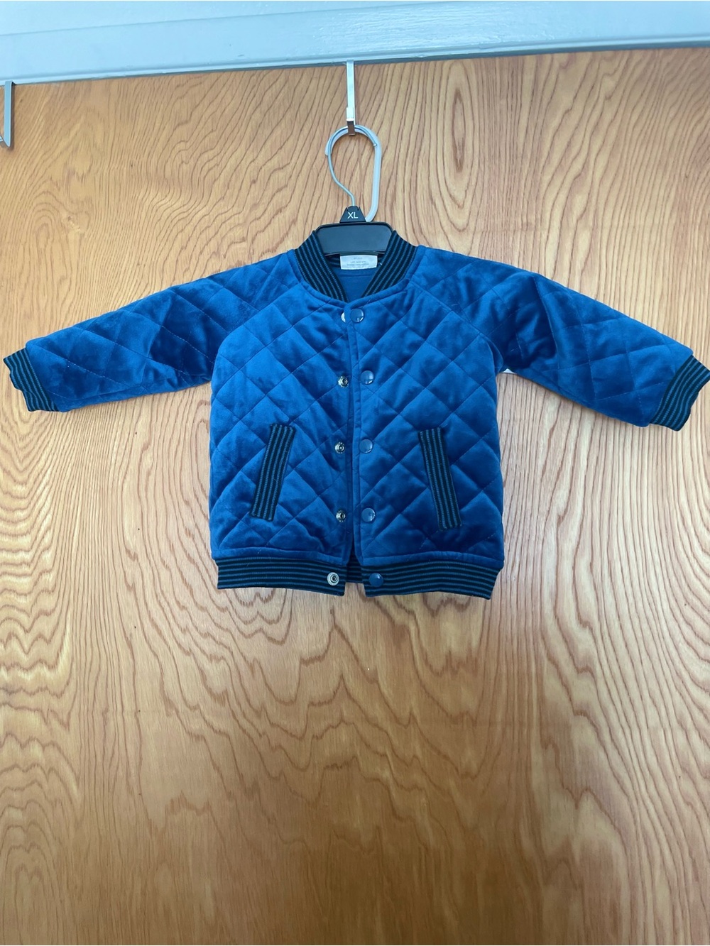 First Impressions Quilted Velvet Jacket in Blue